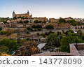Twilight Panorama of the Tagus River Gorge Around Toledo 143778090