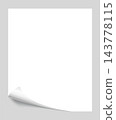 Curled paper corner. Curve page corner, page edge curl and bent paper sheet with realistic shadow. Paper corner fold isolated on white background 143778115