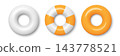 Swim Ring Set, 3d Vector Illustration. Inflatable Swim Ring Collection, Front View. White Orange Pool Float and Lifebuoy Rings for Beach, Pool Party, Summer Vacation, Water Safety, Swimming Design 143778521