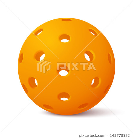 Pickleball Ball Vector Illustration. 3d Orange Pickleball Ball Illustration. Plastic Sports Ball with Holes for Game, Training, Court Sport, Recreation, Equipment Design Pickleball Ball Vector Illustration. 3d Orange Pickleball Ball Illustration. Plastic Sports Ball with Holes for Game, Training, Court Sport, Recreation, Equipment Design 143778522