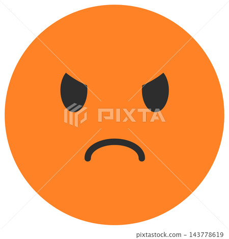 Orange angry face icon, isolated illustration Orange angry face icon, isolated illustration 143778619