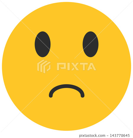 Yellow sad face with frown, isolated illustration Yellow sad face with frown, isolated illustration 143778645