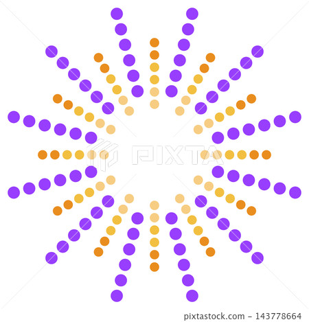Purple and orange radial dots, isolated illustration Purple and orange radial dots, isolated illustration 143778664