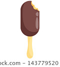 Frozen popsicle with coating for snack kiosks cold treat menus and sweet shop graphics 143779520