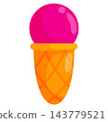 Pink scoop in a cornet for gelato shop menus dessert posters and sweet snack graphics 143779521