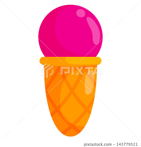 Pink scoop in a cornet for gelato shop menus dessert posters and sweet snack graphics 143779521
