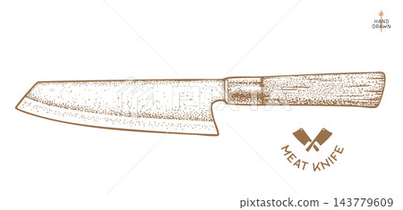 Butcher Knife. Hand drawn sketch Butcher Knife. Hand drawn sketch 143779609