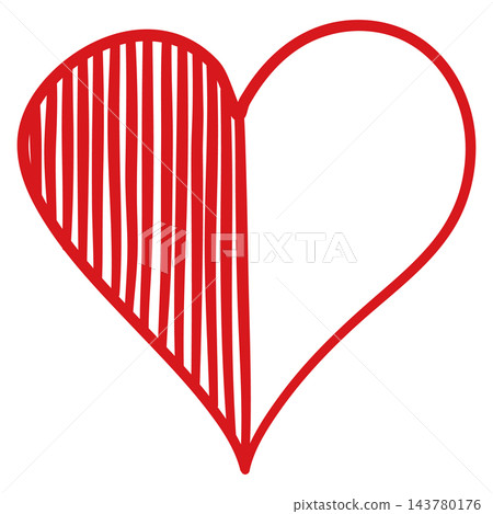 Half hatched heart outline icon, isolated illustration Half hatched heart outline icon, isolated illustration 143780176