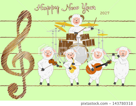 綿羊們正在舉行音樂會慶祝令和九年新年。 綿羊們正在舉行音樂會慶祝令和九年新年。 143780318