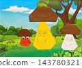 Funny mushrooms, childrens applique made from colored paper 143780321