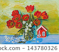 Tulips in glass vase, oil painting 143780326
