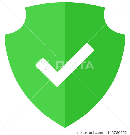 Green shield with notched top, isolated illustration Green shield with notched top, isolated illustration 143780952