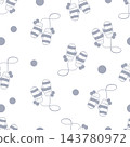 Seamless vector pattern with striped winter mittens in line art style 143780972