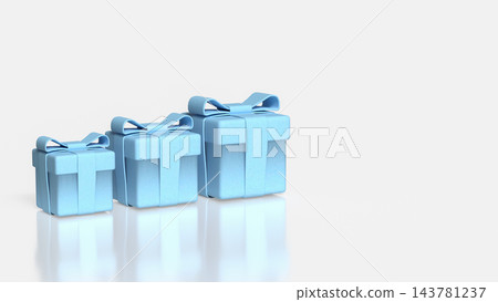 Elegant Blue Gift Boxes with Decorative Ribbons on White Background 3d render. Elegant Blue Gift Boxes with Decorative Ribbons on White Background 3d render. 143781237
