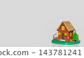 Charming Miniature Christmas House with Decorated Tree and Gifts on White Background 3d render. 143781241