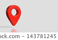 Red Location Pin on Gray Background with Copy Space 3d render. 143781245