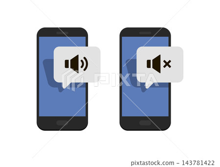mobile phone icons showing sound on and sound off notifications status mobile phone icons showing sound on and sound off notifications status 143781422