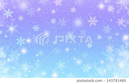 淺藍色和紫色漸變背景,雪花在空中飄舞(橫向視圖) 淺藍色和紫色漸變背景,雪花在空中飄舞(橫向視圖) 143781480