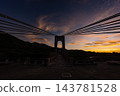 "The Suspension Bridge in the Wind, at Twilight" - Togawa Park, Hadano City, Kanagawa Prefecture 143781528