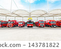 Fire trucks waiting at the fire station 143781822