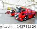 Fire trucks and ambulances waiting at the fire station 143781826