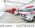 Fire trucks and ambulances waiting at the fire station 143781828