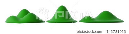 3D green grass hills and mountain landscape icons 3D green grass hills and mountain landscape icons 143781933