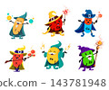 Cartoon mineral cheerful wizard characters set 143781948