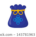 Cartoon Chinese lucky fortune pouch, money bag 143781963