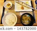 Salt-baked set meal of saury 143782000
