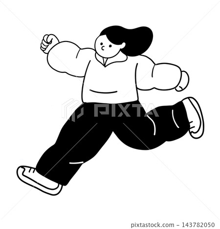 一個正在跑步的女人的線條藝術插圖 一個正在跑步的女人的線條藝術插圖 143782050