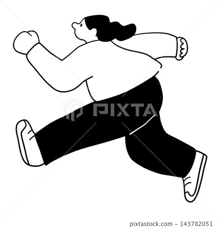 一個正在跑步的女人的線條藝術插圖 一個正在跑步的女人的線條藝術插圖 143782051