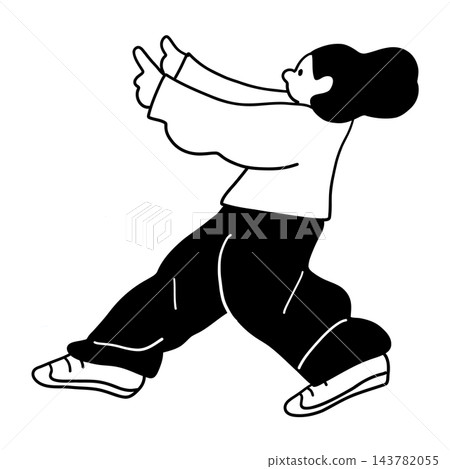 線條畫插圖,一位女性指向 線條畫插圖,一位女性指向 143782055