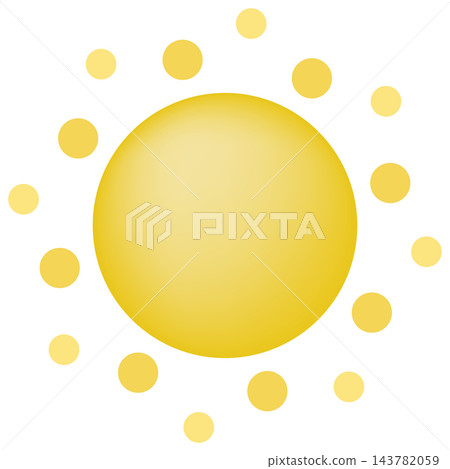 Pale yellow sun with dot rays, isolated illustration Pale yellow sun with dot rays, isolated illustration 143782059