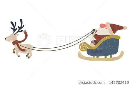 聖誕老人騎著馴鹿籠 聖誕老人騎著馴鹿籠 143782419