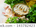 Tin can with smoked sprats, sardines 143782423