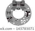 可愛的聖誕花圈插圖（黑白） 143783071