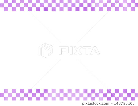 Purple checkered watercolor-style frame illustration, cute decorative frame with a grid pattern. 143783103