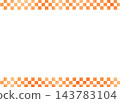 Orange checkered watercolor-style frame illustration, cute decorative frame with a grid pattern. 143783104