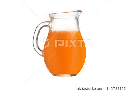 Fresh Carrot Juice In Glass Jug Isolated 143783112