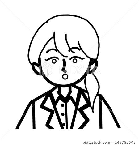 一幅特寫線條畫，描繪了一位身穿西裝、表情驚訝的女員工。 143783545