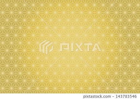 Gold-colored Japanese pattern background texture; Japanese image; hemp leaf pattern 143783546
