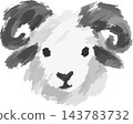 Hand-painted ink painting style, sheep's face 143783732