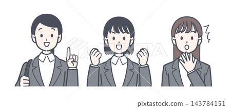 Illustration set of a woman in a suit Illustration set of a woman in a suit 143784151