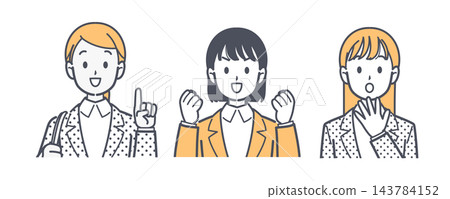 Illustration set of a woman in a suit 143784152