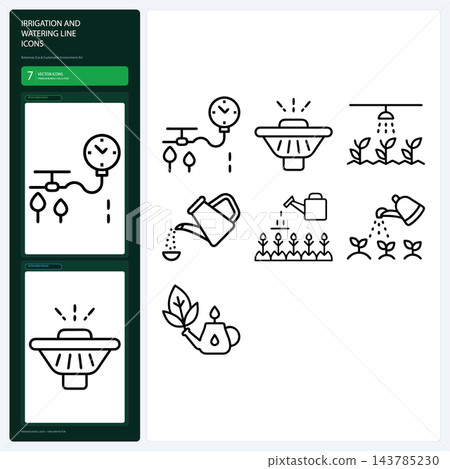 Irrigation and Watering Line Icons Farm Sprinkler Hose Glyphs Set Irrigation and Watering Line Icons Farm Sprinkler Hose Glyphs Set 143785230