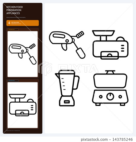 Kitchen Food Preparation Appliances Cooking Household Line Icons 143785246