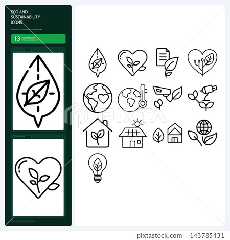 Eco Sustainability Line Icons Green Energy Recycle Ecology Bulb Pack Eco Sustainability Line Icons Green Energy Recycle Ecology Bulb Pack 143785431