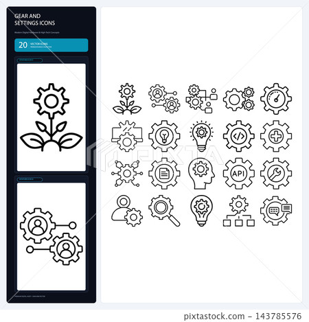 Gear Settings Cogwheel Options Configuration Machine Service Tool Gear Settings Cogwheel Options Configuration Machine Service Tool 143785576