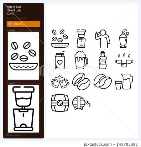 Coffee Drink Line Icons Espresso Tea Cup Latte Beverage Pack Coffee Drink Line Icons Espresso Tea Cup Latte Beverage Pack 143785688
